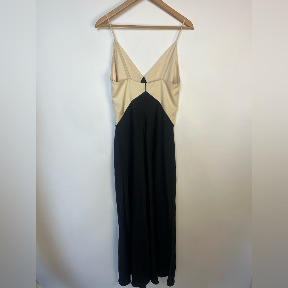 Mango Two-Tone Lingerie Maxi Dress Black Cream Colorblock NWT Size‎ M - Picture 10 of 13